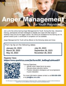 Anger Management for Youth registration flyer
