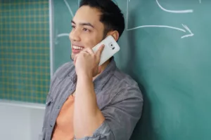 A man talking on a cell phone