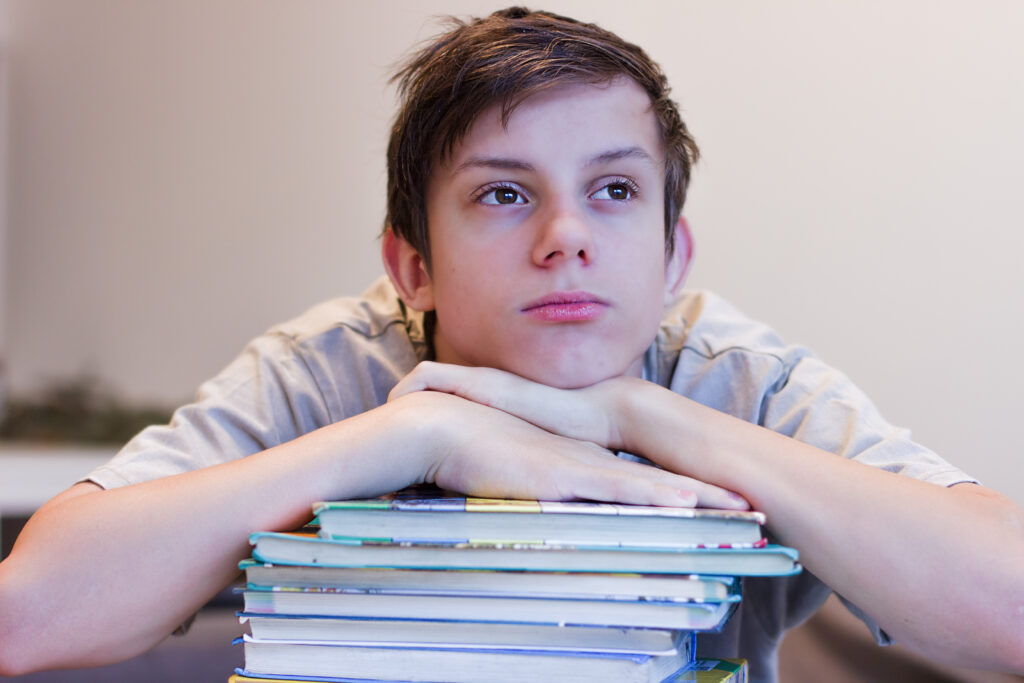 Boy with books