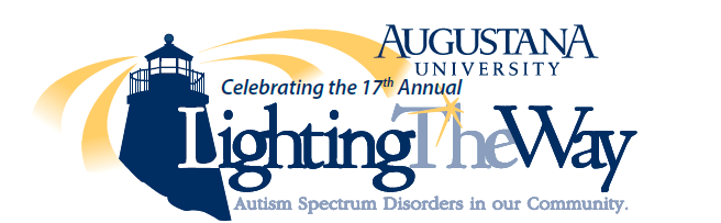 Augustana University Lighting the Way event logo featuring a lighthouse and a yellow swoosh.